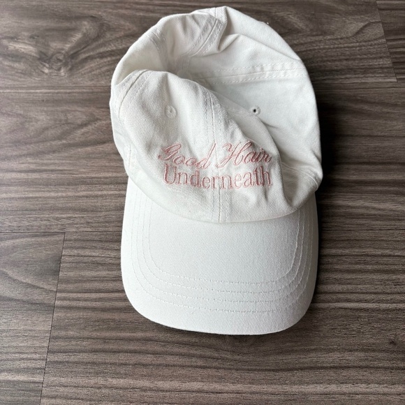 White "Good Hair Underneath" Embroidered Baseball Hat Cap - Picture 1 of 3